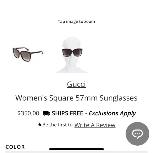 Gucci Square Sunglasses Authentic NWOT 57mm with duster, case and cleaning cloth - Picture 2 of 9